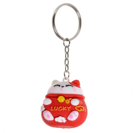 Maneki Neko JDM Lucky Cat 3D PVC Keyring - Red