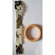 JDM Handmade Mini Kinkazan Black Peony Fabric Wooden Ring Tsurikawa Hang Ring