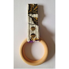 JDM Handmade Mini Kinkazan Purple Peony Fabric Wooden Ring Tsurikawa Hang Ring