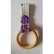 JDM Handmade Mini Kinkazan Purple Peony Fabric Wooden Ring Tsurikawa Hang Ring
