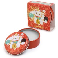 JDM Red Maneki Neko Lucky Cat Moisturising Lip Balm in a Tin - Cherry