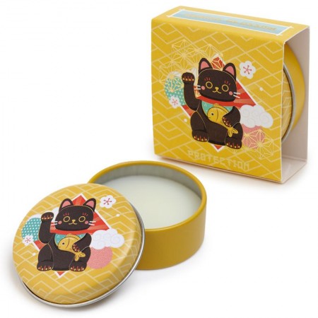 JDM Yellow Maneki Neko Lucky Cat Moisturising Lip Balm in a Tin - Orange