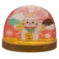 Maneki Neko JDM Lucky Cat Glitter Water Ball Snow Globe