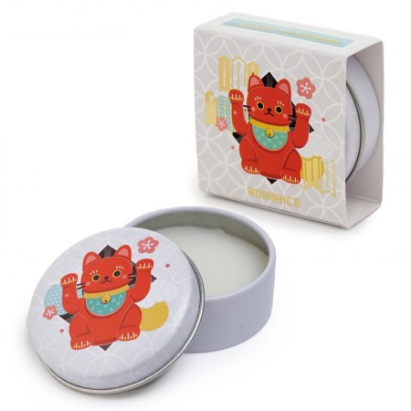 JDM White Maneki Neko Lucky Cat Moisturising Lip Balm in a Tin - Cotton Candy