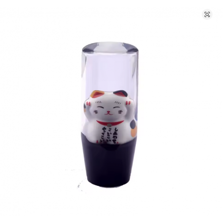 JDM Black Lucky Cat Resin 90mm Shift Knob Gear Knob - 12x1.25 (8x1.25 & 10x1.25 thread inserts included)