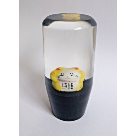 JDM 90mm Yellow Lucky Cat Shift Knob Gear Knob - 12 x 1.25 (8x1.25 & 10x1.25) *Slight Blemish- Reduced*