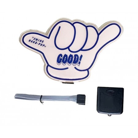 Japanese Glowing Sticker Bye Bye Hand 'Good' - Battery Operated Blue Illumination