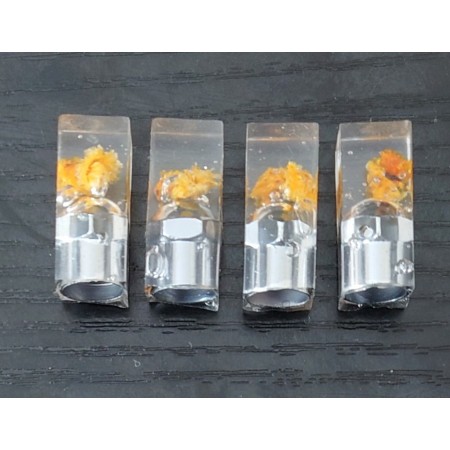 JDM Suichuuka Tyre Valve Cap Set - Clear Bubble With Yellow Dried Flowers