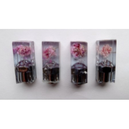 JDM Suichuuka Tyre Valve Cap Set - Clear Bubble With Pink Dried Flowers